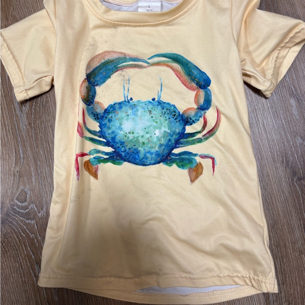FREE w purchase. Size 4t Kids Crab Graphic Tee - Yellow